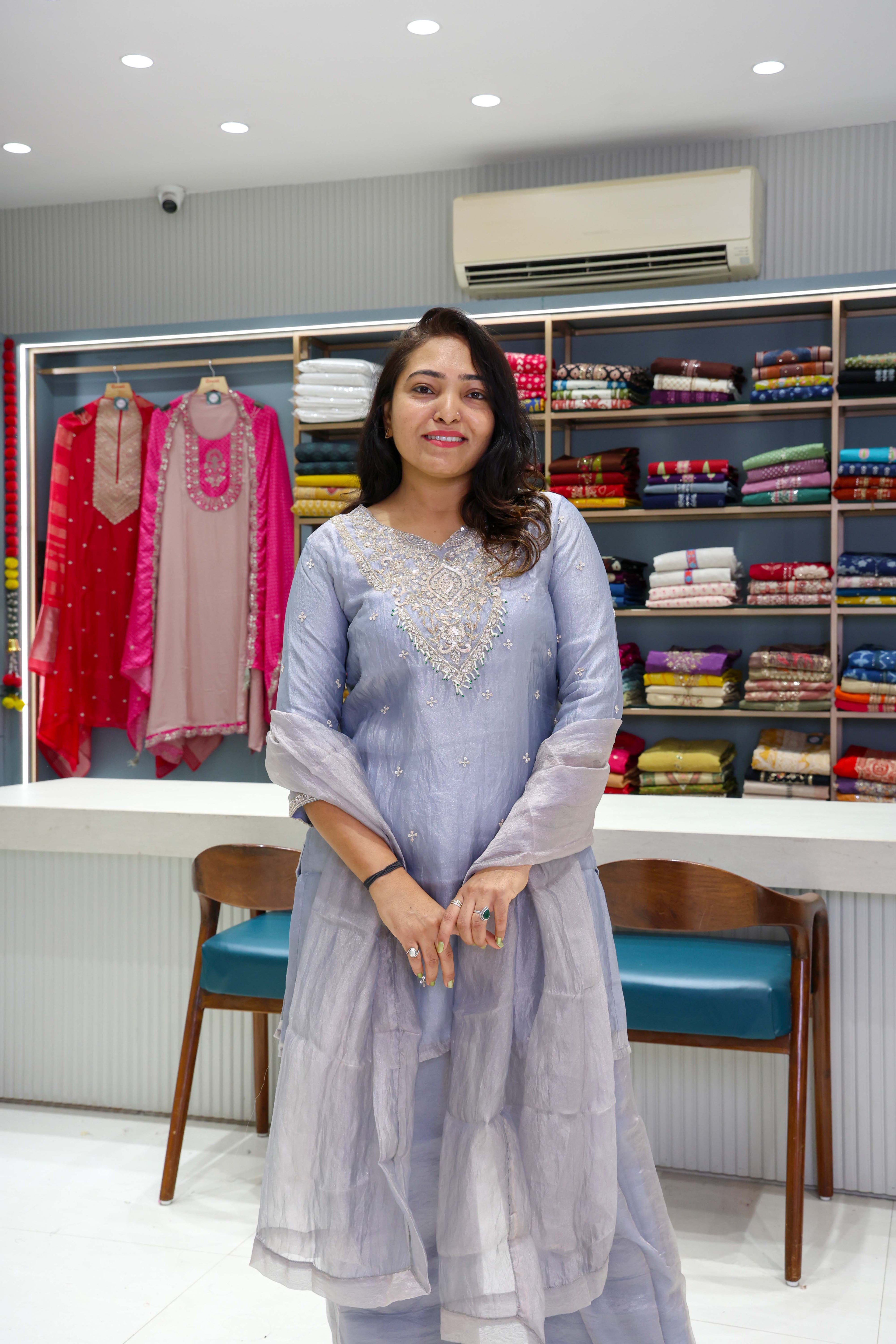 Original Crush Tissue Handwork Suit with Pure Dupatta