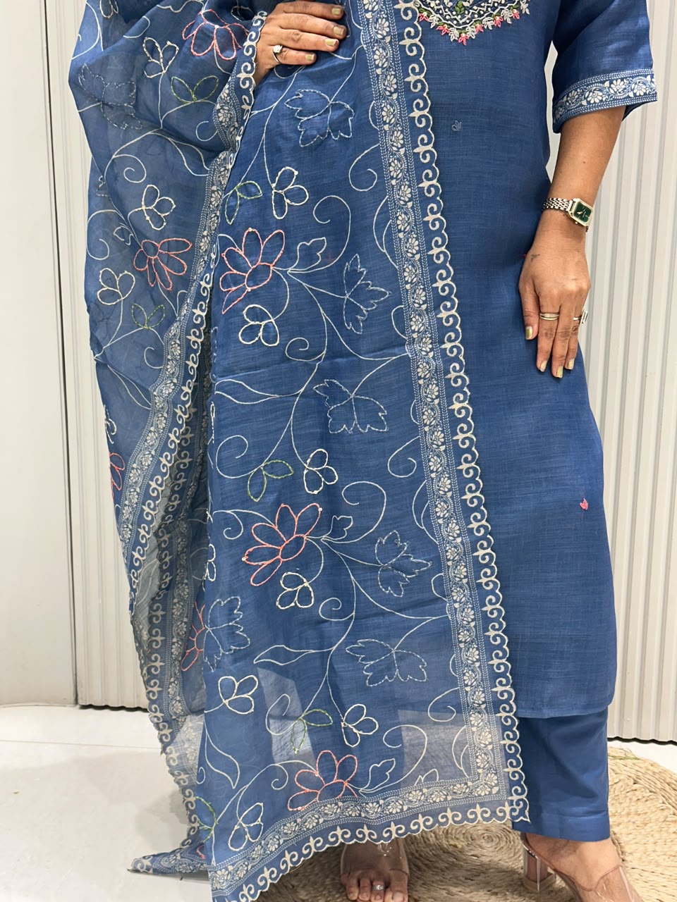 premium lilen katha work suits