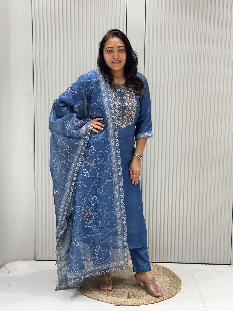 premium lilen katha work suits