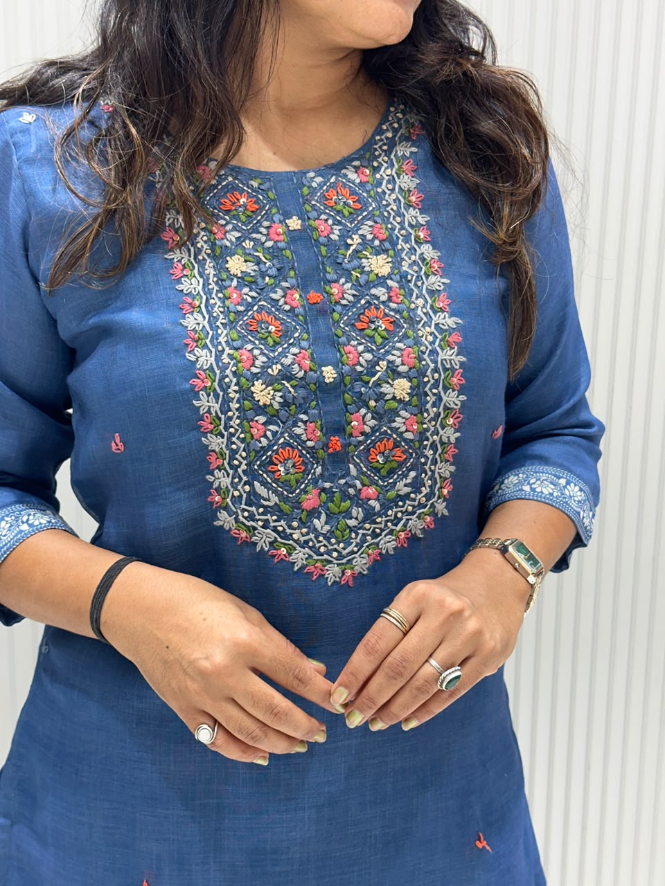 premium lilen katha work suits