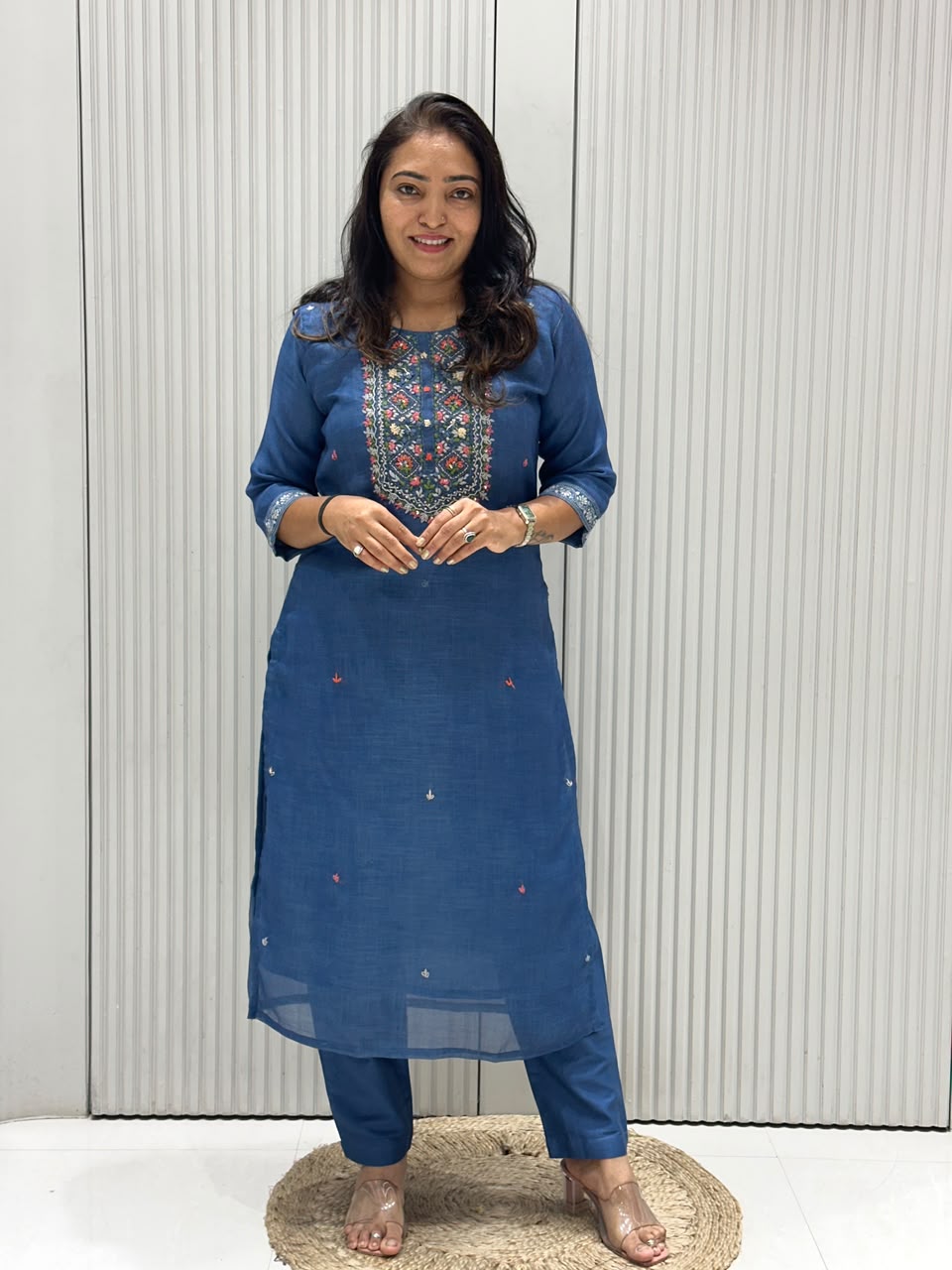 premium lilen katha work suits