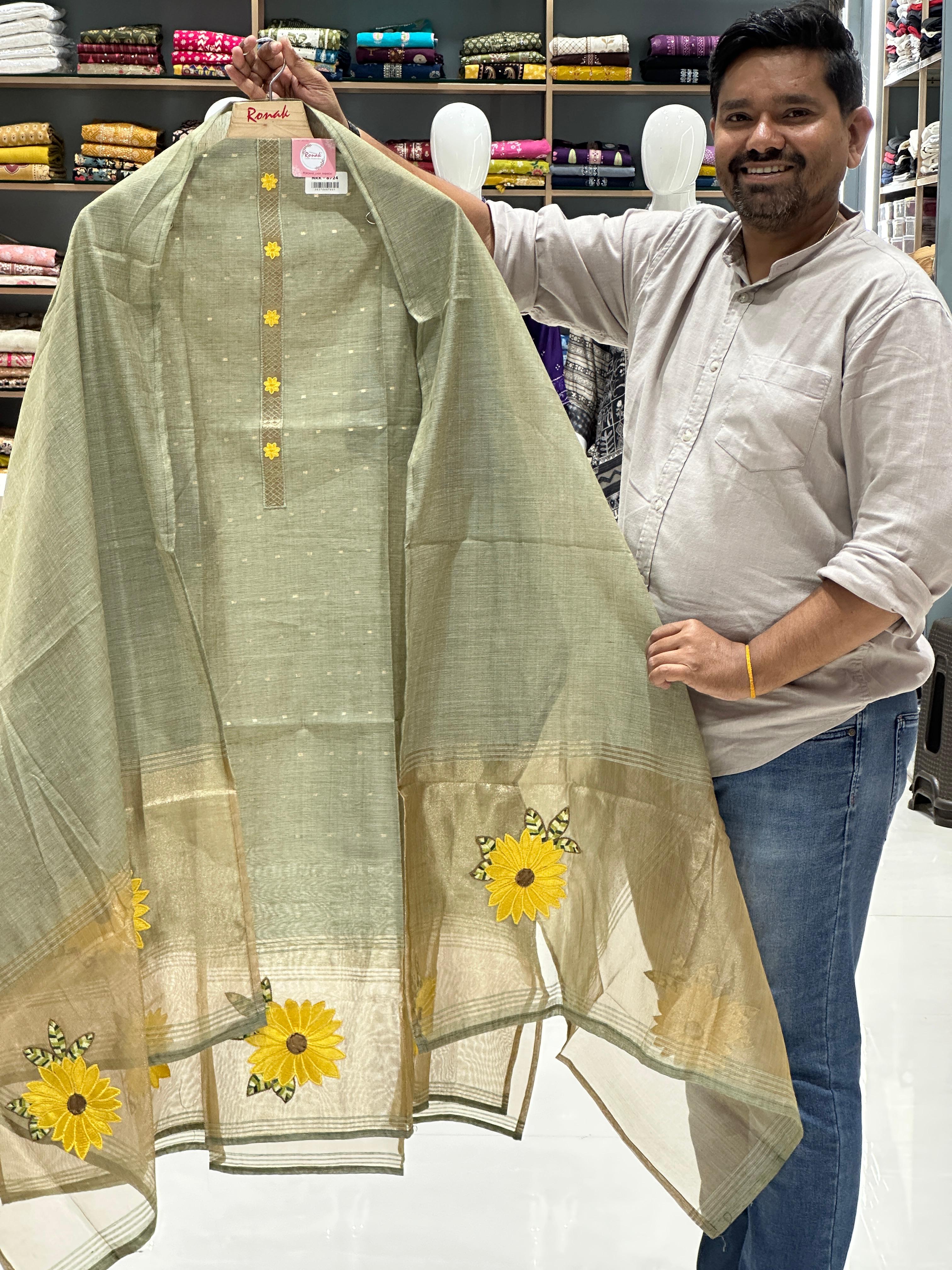 SOUTH chanderi silk unstich suits.