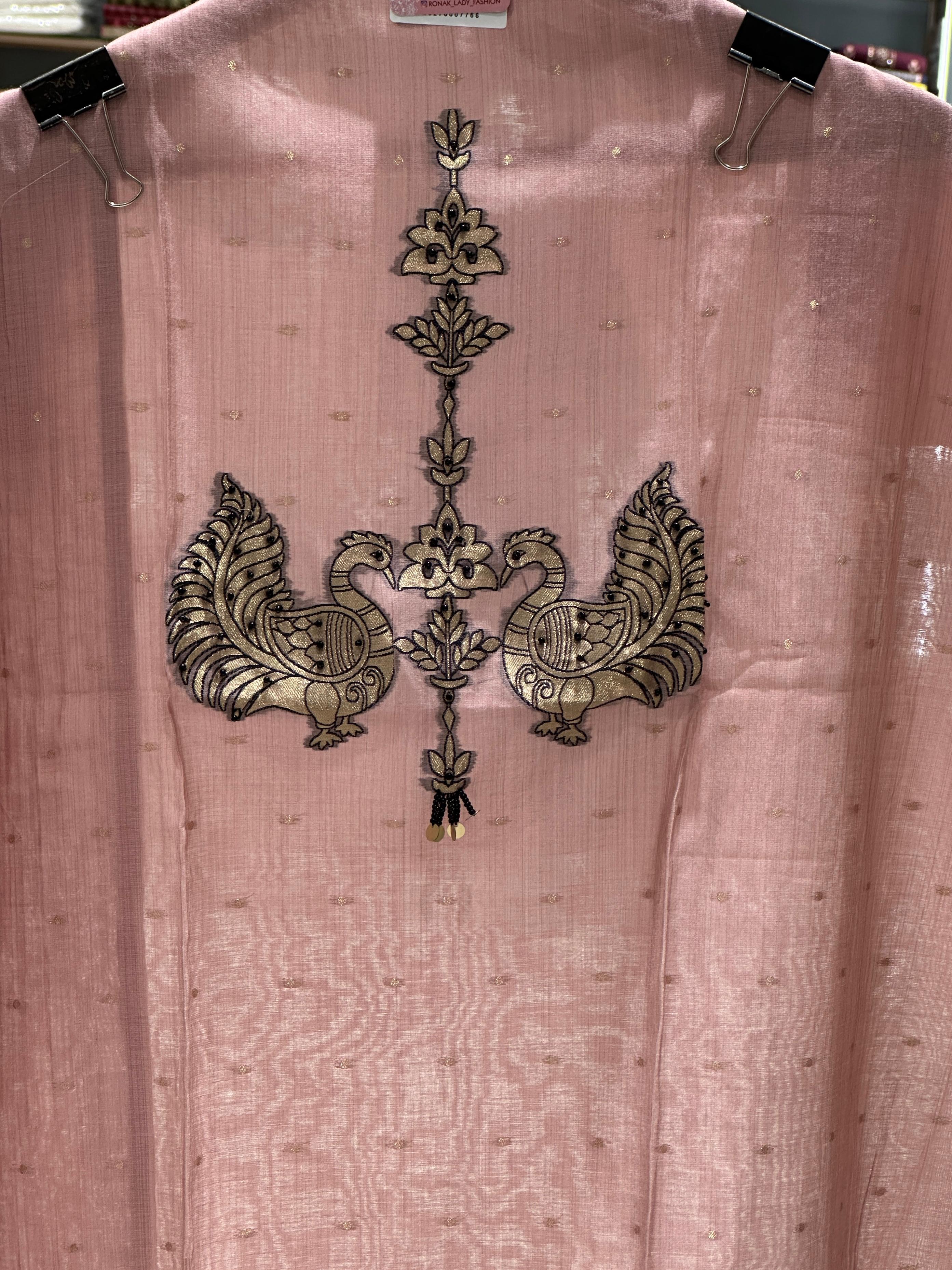 chanderi silk unstich suits.